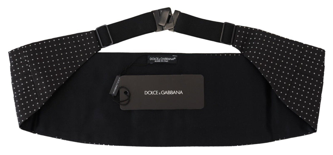 Dolce &amp; Gabbana Black Polka Dot Wide Waist Men Belt Cummerband