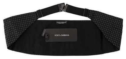Dolce &amp; Gabbana Black Polka Dot Wide Waist Men Belt Cummerband