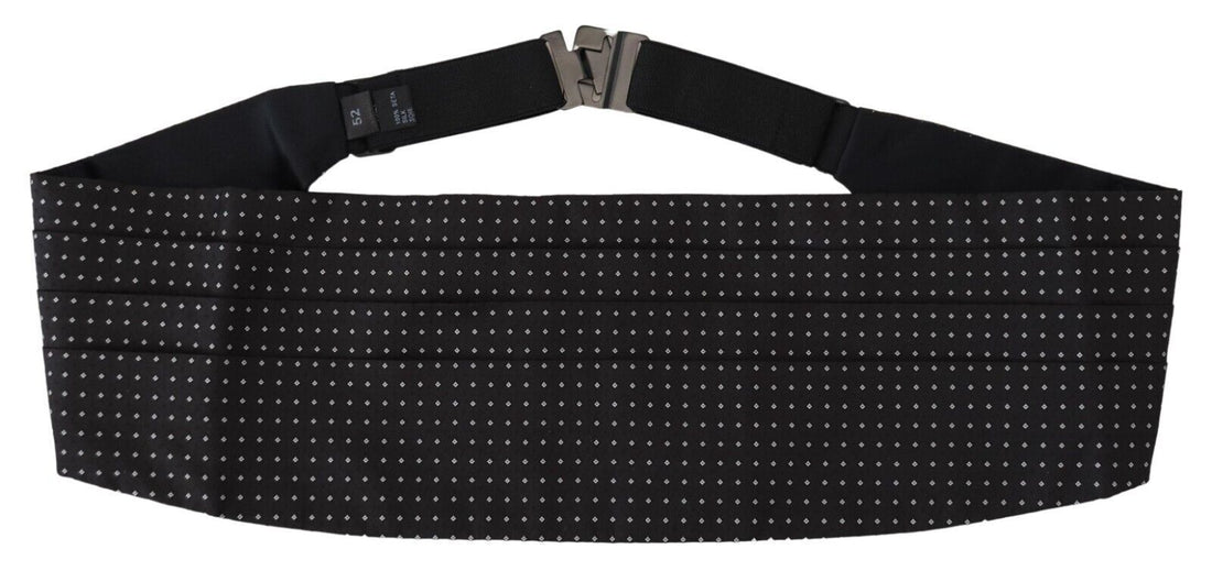 Dolce &amp; Gabbana Black Polka Dot Wide Waist Men Belt Cummerband