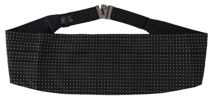 Dolce &amp; Gabbana Black Polka Dot Wide Waist Men Belt Cummerband