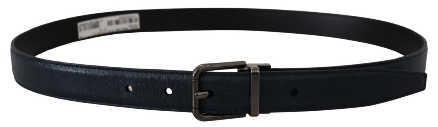 Dolce &amp; Gabbana Blue Leather Silver Metal Buckle Vintage Belt