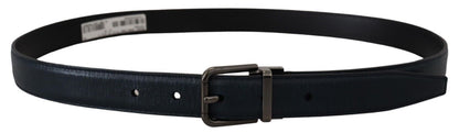 Dolce &amp; Gabbana Blue Leather Silver Metal Buckle Vintage Belt
