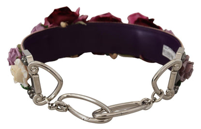 Dolce &amp; Gabbana Multicolor Floral Appliques Metal Shoulder Strap