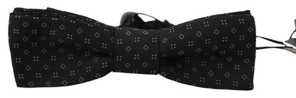 Dolce &amp; Gabbana Black Pattern Silk Adjustable Neck Papillon Bow Tie