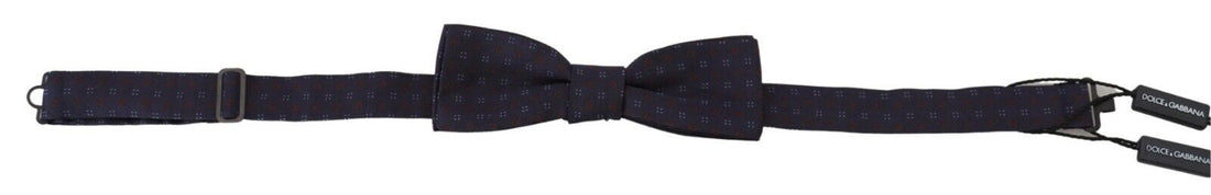 Dolce &amp; Gabbana Blue Pattern Silk Adjustable Neck Papillon Bow Tie