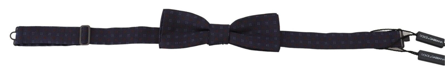 Dolce &amp;amp; Gabbana Blå Mönstrad Sidenfluga med Justerbar Halsringning och Papillon