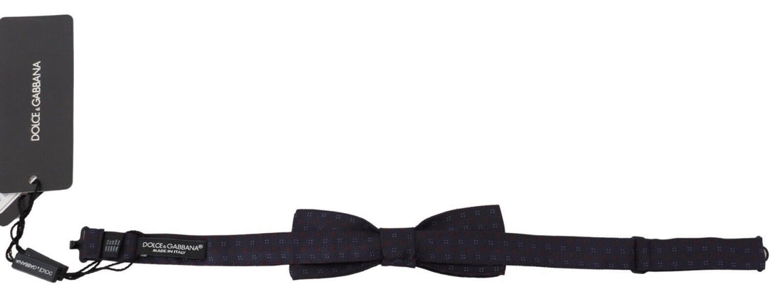 Dolce &amp; Gabbana Blue Pattern Silk Adjustable Neck Papillon Bow Tie