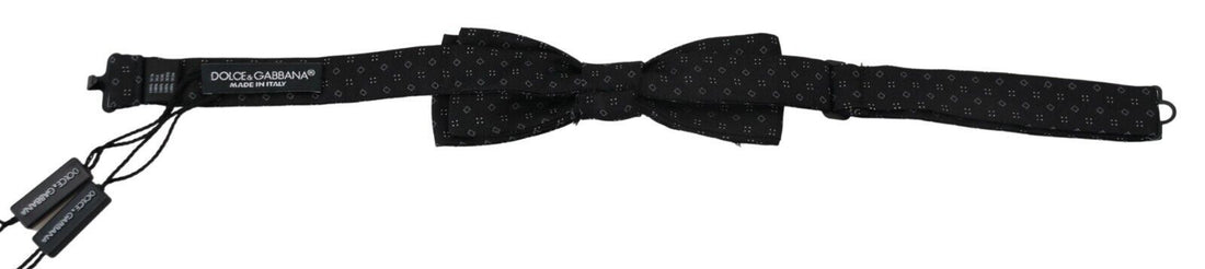 Dolce &amp; Gabbana Black Silk Patterned Necktie Men Accessory Bow Tie