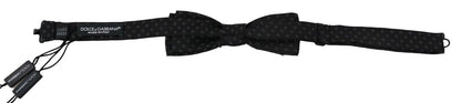 Dolce &amp; Gabbana Black Silk Patterned Necktie Men Accessory Bow Tie