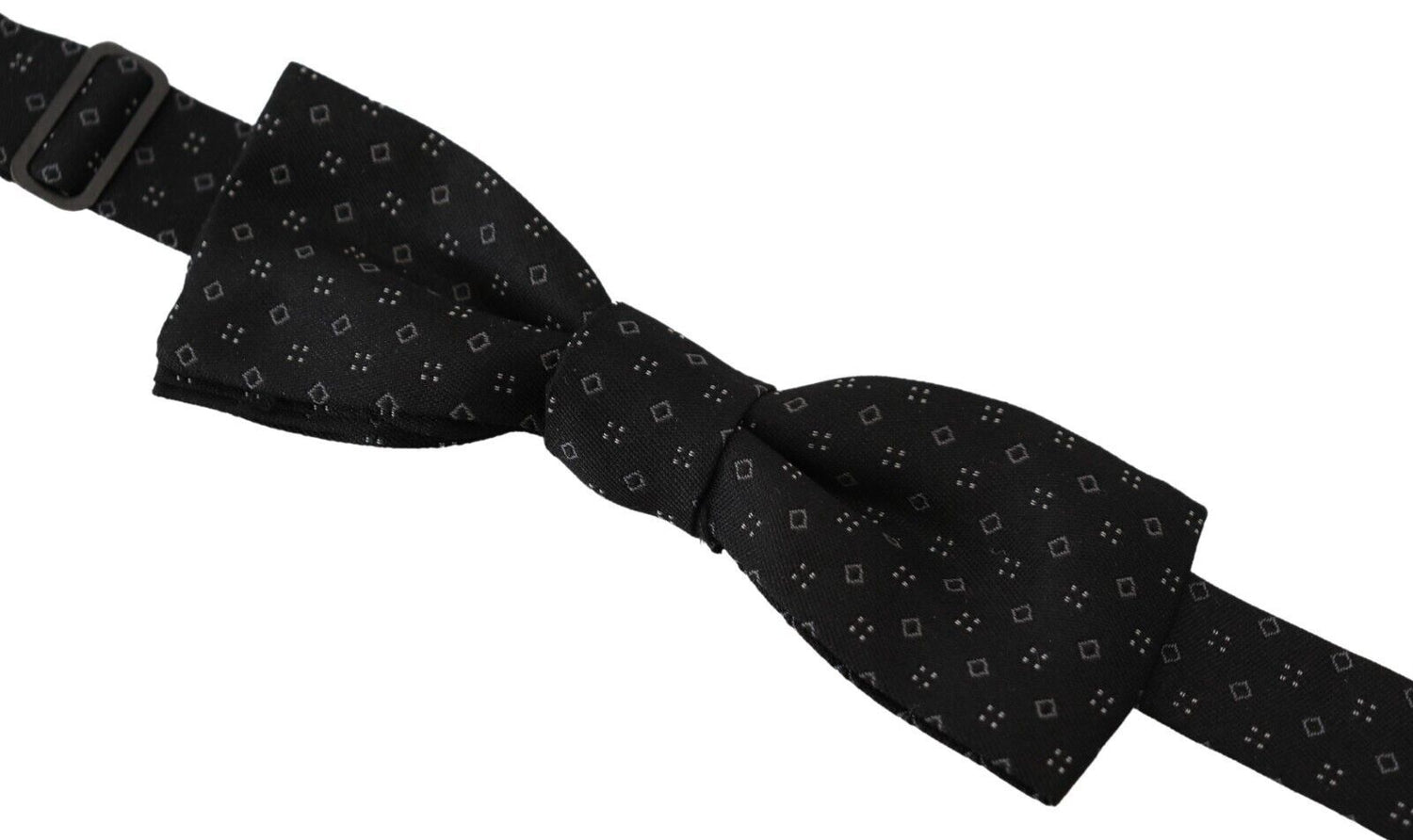 Dolce &amp; Gabbana Black Silk Patterned Necktie Men Accessory Bow Tie