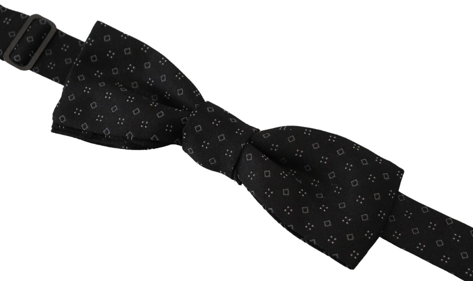 Dolce &amp; Gabbana Black Silk Patterned Necktie Men Accessory Bow Tie