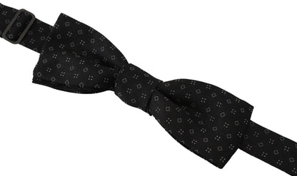 Dolce &amp; Gabbana Black Silk Patterned Necktie Men Accessory Bow Tie