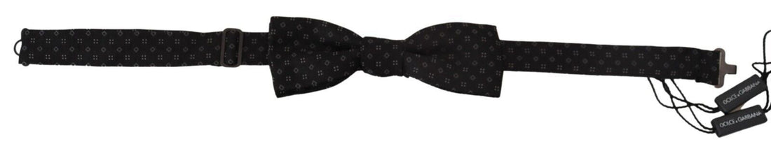 Dolce &amp; Gabbana Black Silk Patterned Necktie Men Accessory Bow Tie