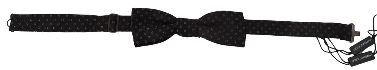 Dolce &amp; Gabbana Black Silk Patterned Necktie Men Accessory Bow Tie