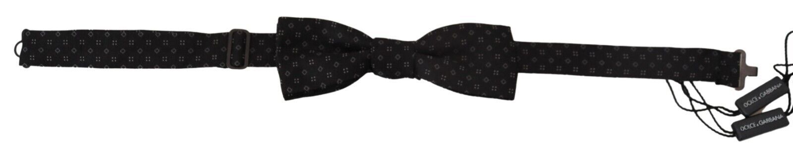 Dolce &amp; Gabbana Black Silk Patterned Necktie Men Accessory Bow Tie