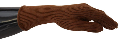 Dolce &amp; Gabbana Brown Cashmere Knitted Hands Mitten Mens Gloves