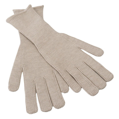 Dolce &amp; Gabbana Ivory Cashmere Silk Hands Mitten Mens Gloves