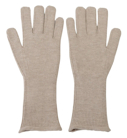 Dolce &amp; Gabbana Ivory Cashmere Silk Hands Mitten Mens Gloves