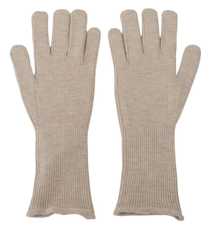 Dolce &amp; Gabbana Ivory Cashmere Silk Hands Mitten Mens Gloves