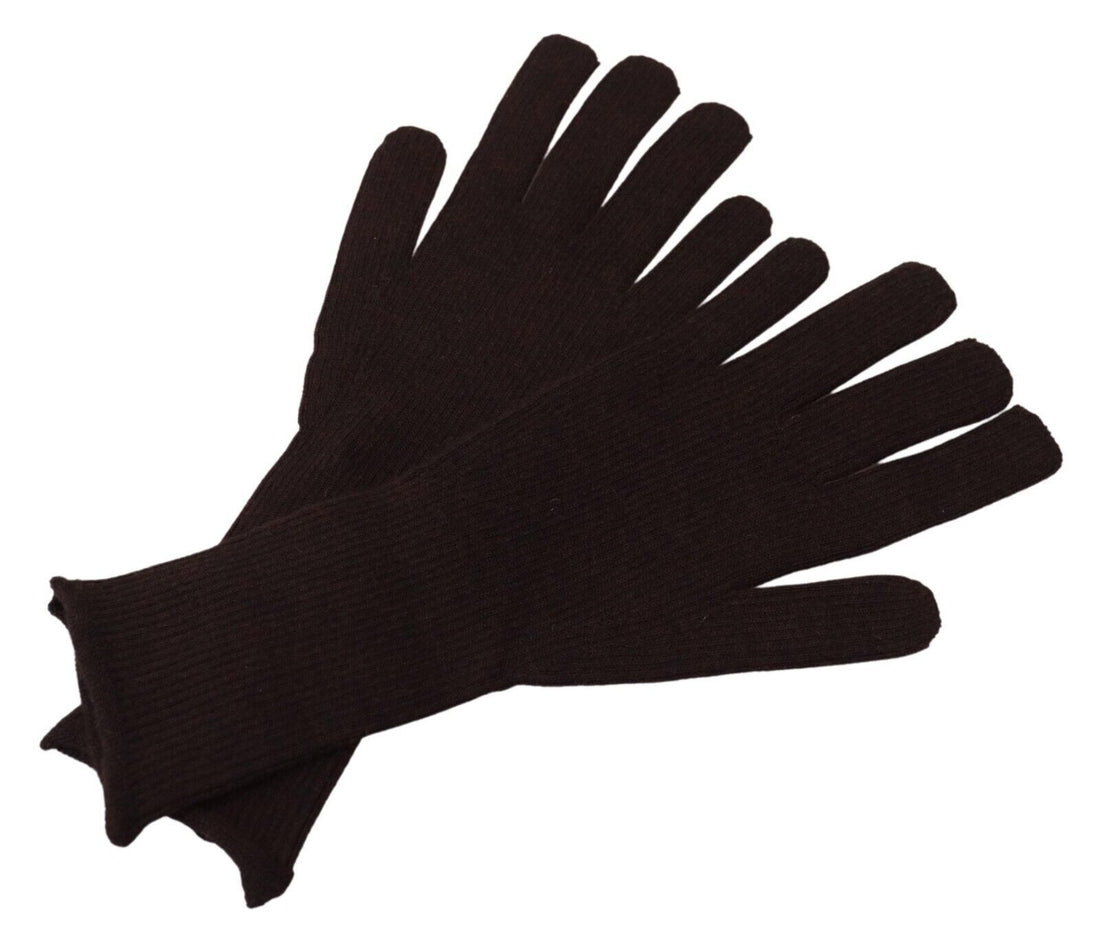 Dolce &amp; Gabbana Brown Cashmere Silk Hands Mitten Mens Gloves