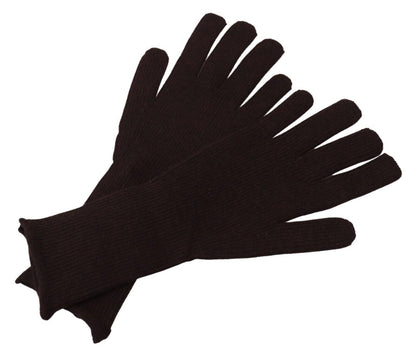 Dolce &amp; Gabbana Brown Cashmere Silk Hands Mitten Mens Gloves
