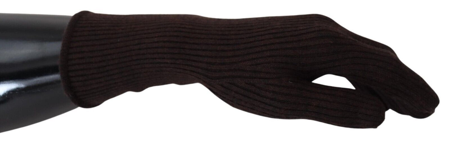 Dolce &amp; Gabbana Brown Cashmere Silk Hands Mitten Mens Gloves