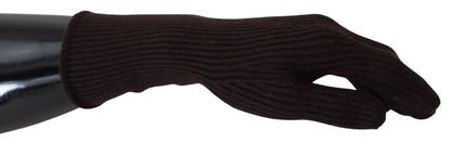 Dolce &amp; Gabbana Brown Cashmere Silk Hands Mitten Mens Gloves
