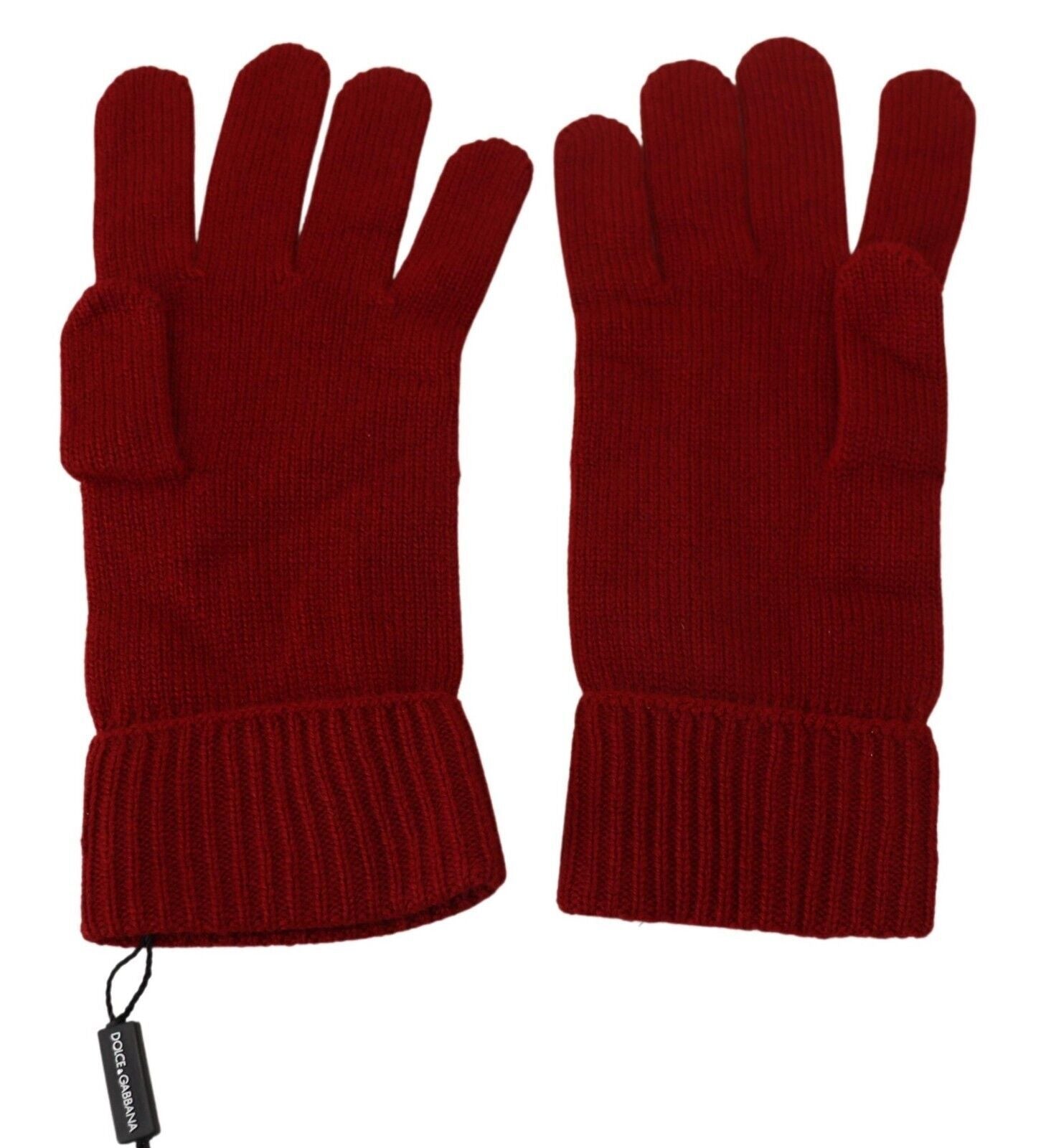 Dolce &amp; Gabbana Red 100% Cashmere Knit Hands Mitten Mens Gloves
