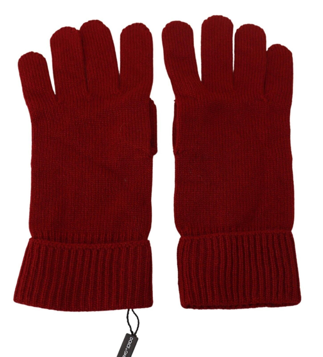 Dolce &amp; Gabbana Red 100% Cashmere Knit Hands Mitten Mens Gloves