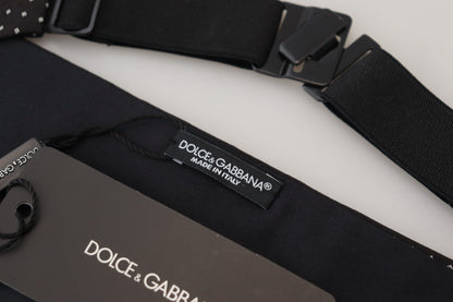 Dolce &amp; Gabbana Black Polka Dot Wide Waist Men Belt Cummerband