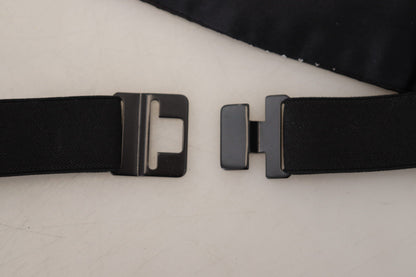 Dolce &amp; Gabbana Black Polka Dot Wide Waist Men Belt Cummerband