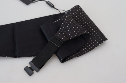 Dolce &amp; Gabbana Black Polka Dot Wide Waist Men Belt Cummerband