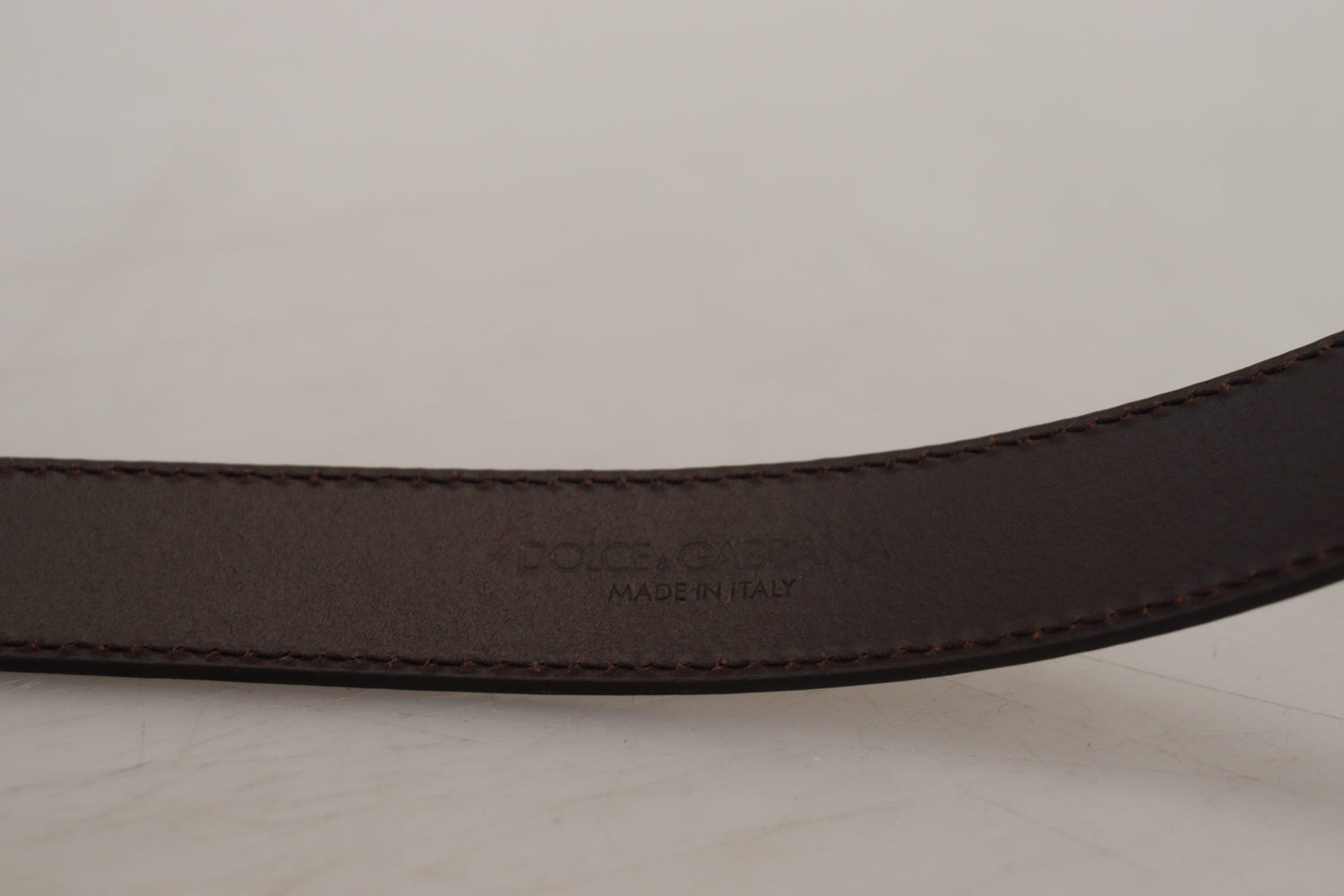 Dolce &amp; Gabbana Gold Leather Silver Square Metal Buckle Belt