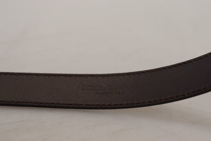 Dolce &amp; Gabbana Gold Leather Silver Square Metal Buckle Belt