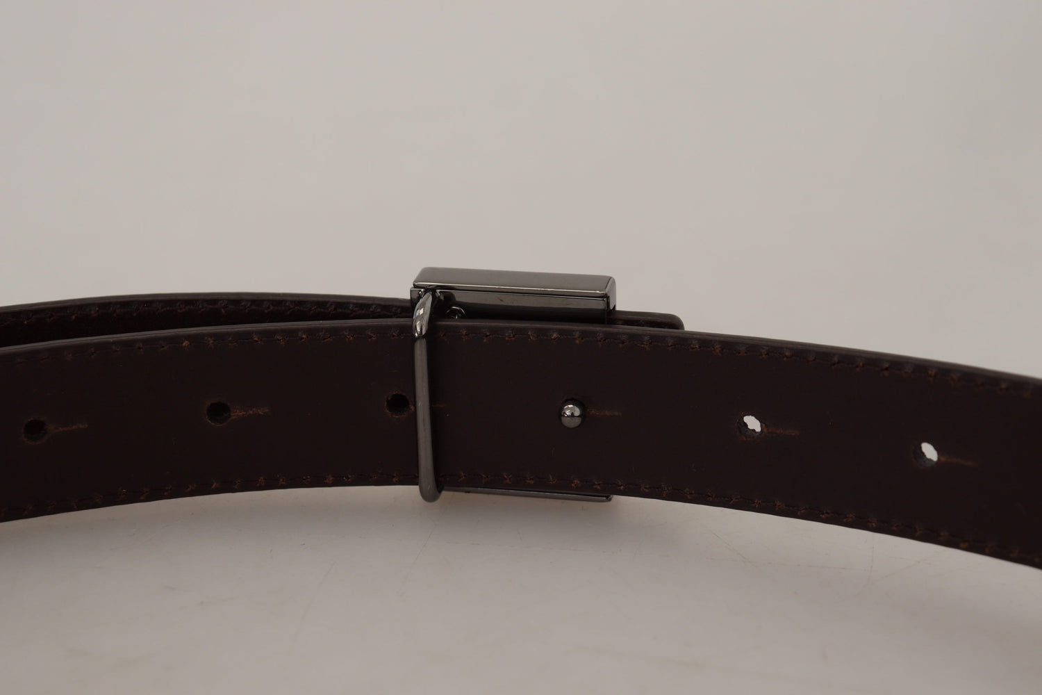 Dolce &amp; Gabbana Gold Leather Silver Square Metal Buckle Belt
