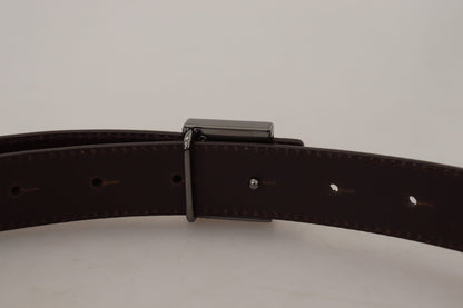 Dolce &amp; Gabbana Gold Leather Silver Square Metal Buckle Belt