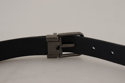 Dolce &amp; Gabbana Blue Leather Silver Metal Buckle Vintage Belt
