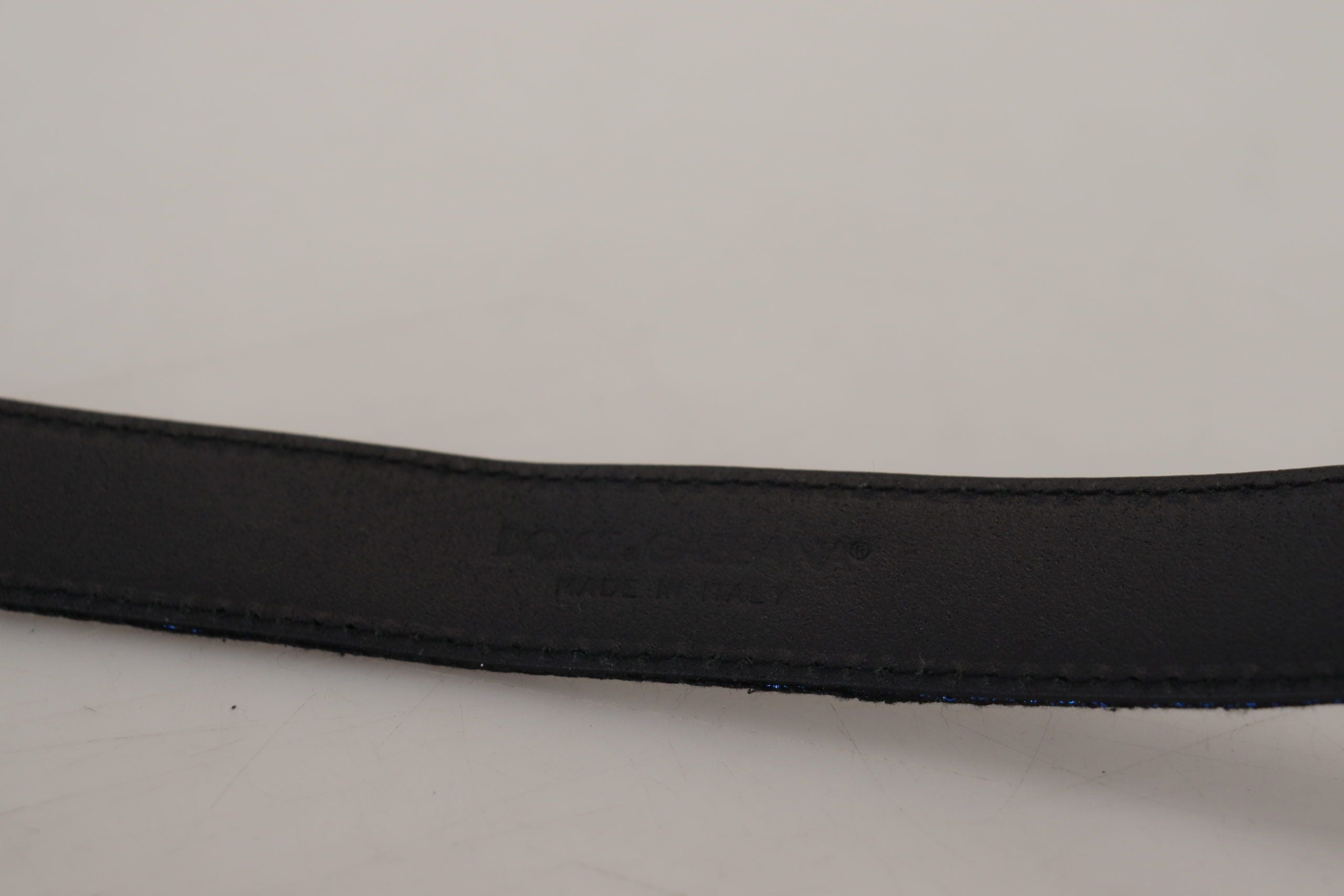 Dolce &amp; Gabbana Blue Jacquard Stripe Silver Buckle Belt