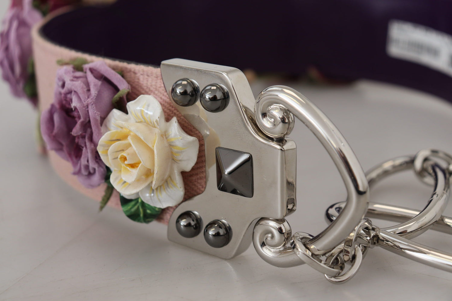 Dolce &amp; Gabbana Multicolor Floral Appliques Metal Shoulder Strap