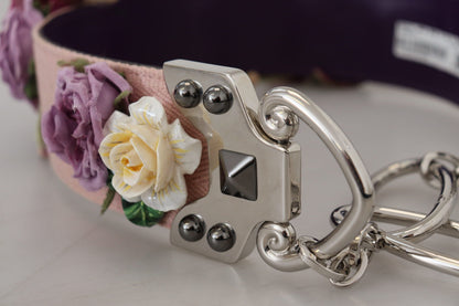 Dolce &amp; Gabbana Multicolor Floral Appliques Metal Shoulder Strap