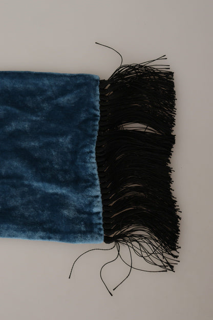 Dolce &amp; Gabbana Blue Velvet Solid Neck Warmer Men&