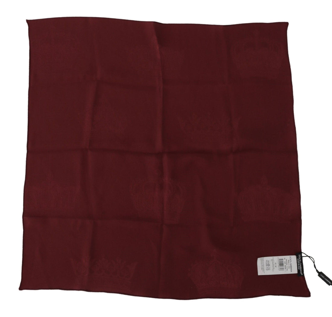 Dolce &amp; Gabbana Maroon Silk Crown Square Wrap Handkerchief Scarf
