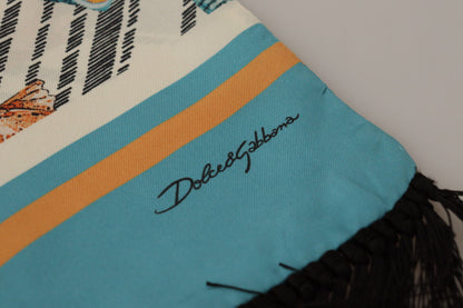Dolce &amp;amp; Gabbana Flerfärgad Snäckskal DG Mönstrad Sidensjal med Fransar