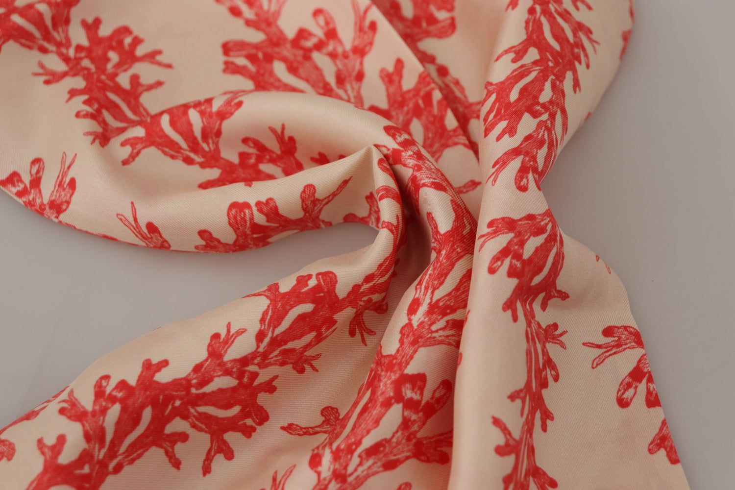 Dolce &amp; Gabbana White Red Coral Print Shawl Wrap Fringe Scarf