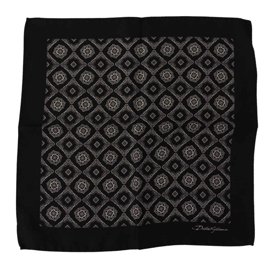 Dolce &amp; Gabbana Black Geometric Patterned Square Handkerchief Scarf