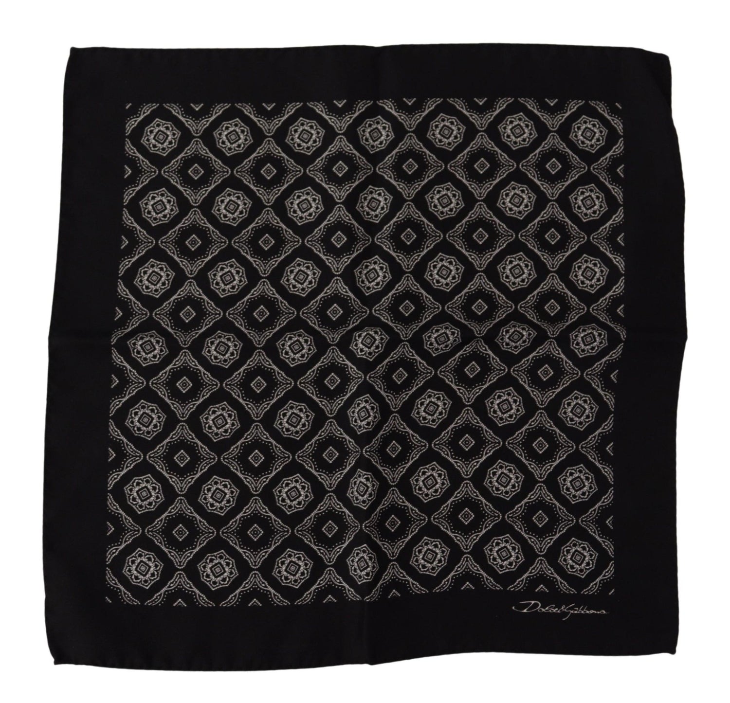 Dolce &amp; Gabbana Black Geometric Patterned Square Handkerchief Scarf
