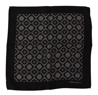 Dolce &amp; Gabbana Black Geometric Patterned Square Handkerchief Scarf