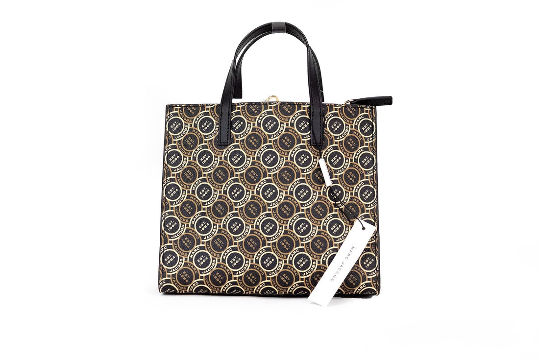 Marc Jacobs Mini Grind Signet Printed Leather Axelremsväska i Läder