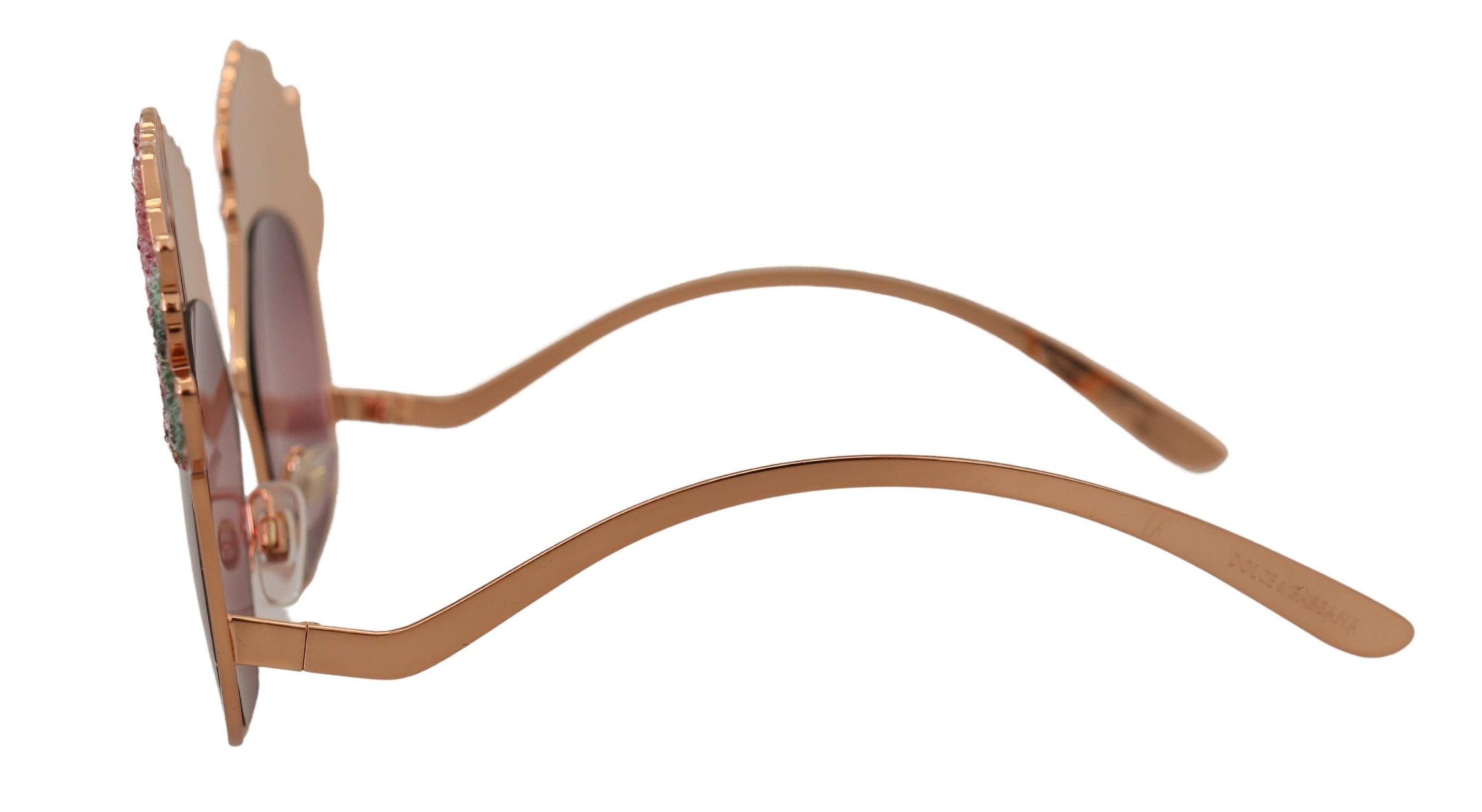 Dolce &amp; Gabbana Pink Gold Rose Sequin Embroidery DG2202 Sunglasses