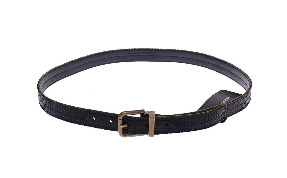 Dolce &amp; Gabbana Blue Leather Logo Belt